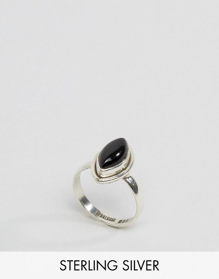 Regal Rose Sterling Silver Onyx 70's Ring - Silver