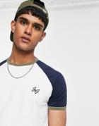 Jack & Jones Contrast Crew Neck T-shirt In White
