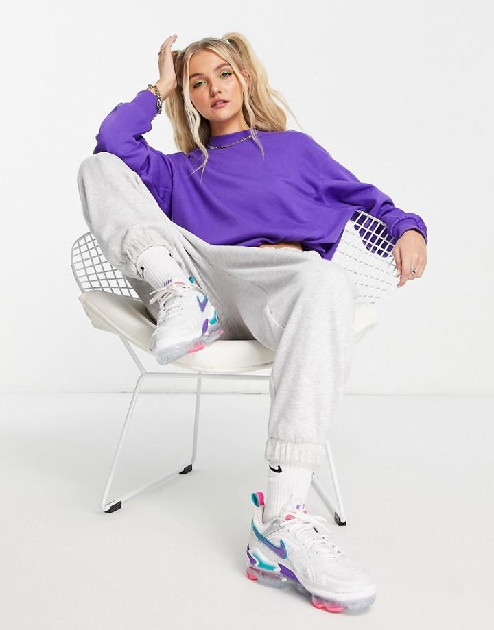 Weekday Amaze Organic Cotton Sweatshirt In Dark Purple