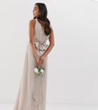 Tfnc Maternity Bridesmaid Exclusive Sateen Bow Back Maxi In Pink