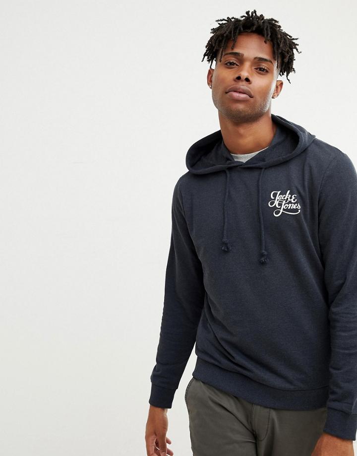 Jack & Jones Originals Hoodie With Chest Branding - Navy