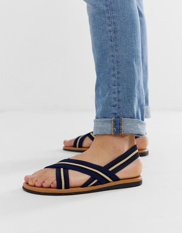 Asos Design Sandals With Elastic Tape Straps - Navy
