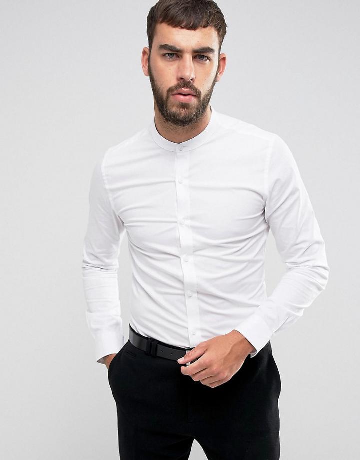 Only & Sons Skinny Smart Grandad Shirt - White