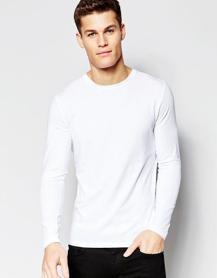 New Look Muscle Fit Long Sleeve T-shirt In White - White
