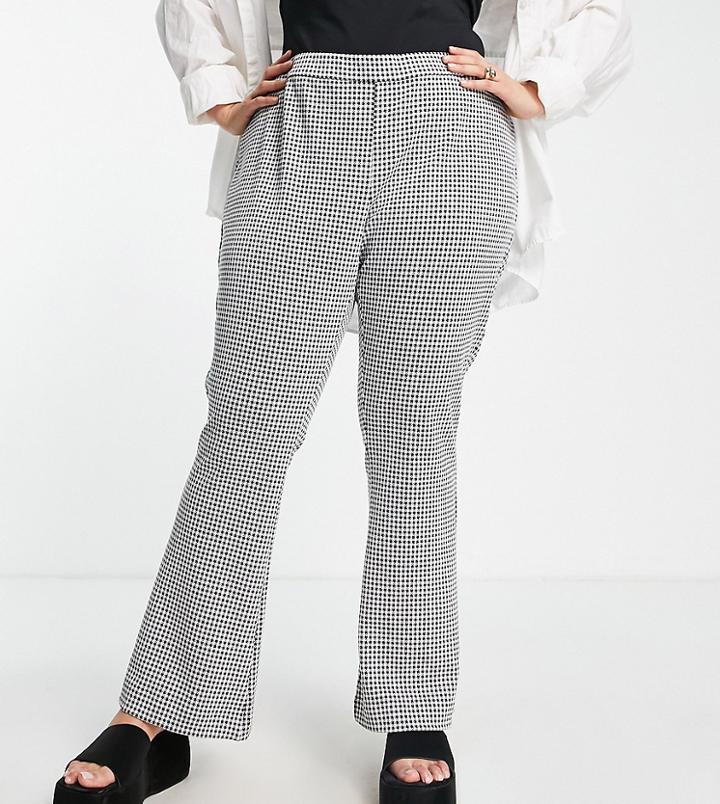 Vero Moda Curve Flared Pants In Black Gingham
