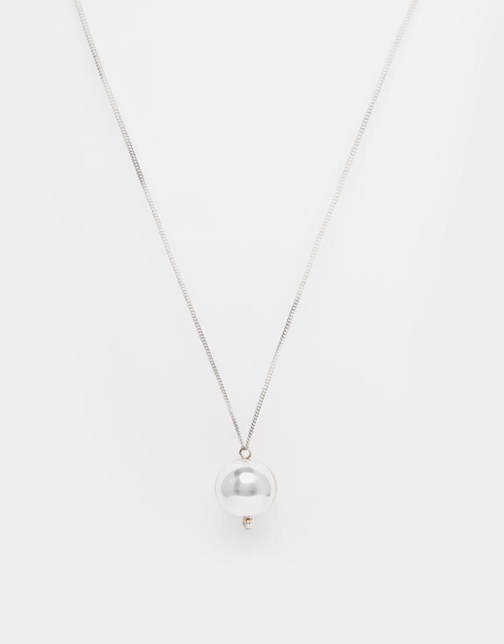 Monki Round Drop Necklace - Gunmetal