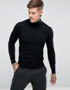 Gianni Feraud Premium Roll Neck Fine Gauge Sweater - Black