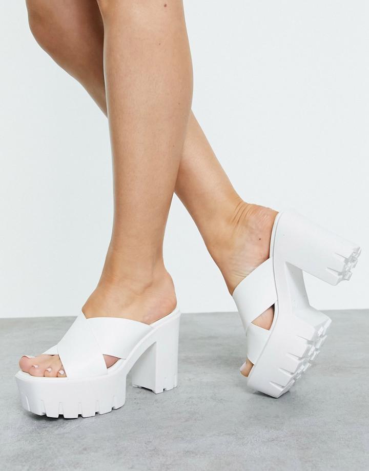 Asos Design Neale Chunky Platform Heeled Sandals In White