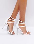 Missguided White Four Strap Barely There Heels - White