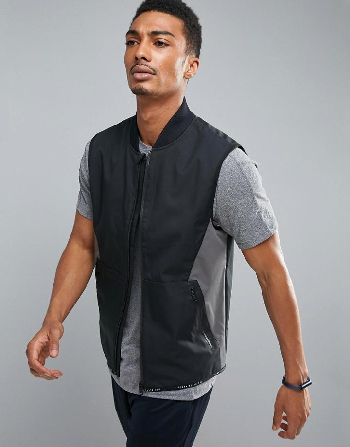 Perry Ellis 360 Running Vest Bonded Thermal In Black - Black