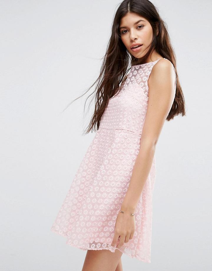 Qed London Daisy Print Dress - Pink