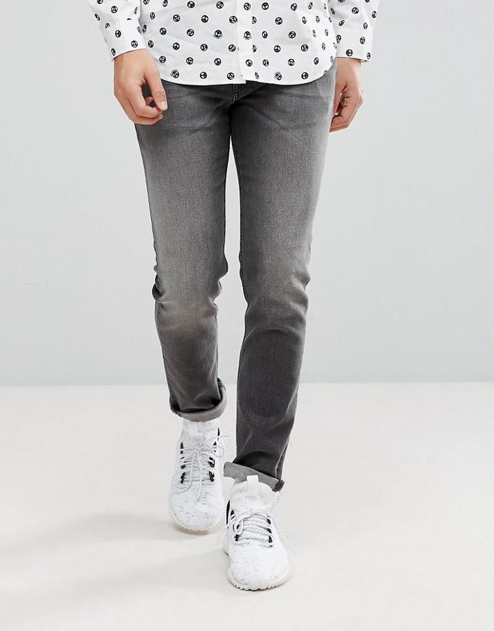 Love Moschino Slim Fit Jeans In Washed Black - Black