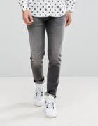 Love Moschino Slim Fit Jeans In Washed Black - Black