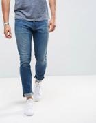 Armani Jeans J06 Slim Fit Stretch Dark Rinse Contrast Stitch Jeans - Navy