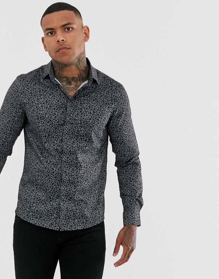 Bolongaro Trevor Leopard Long Sleeve Shirt-black