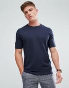Selected Homme T-shirt In Organic Cotton Jersey - Navy