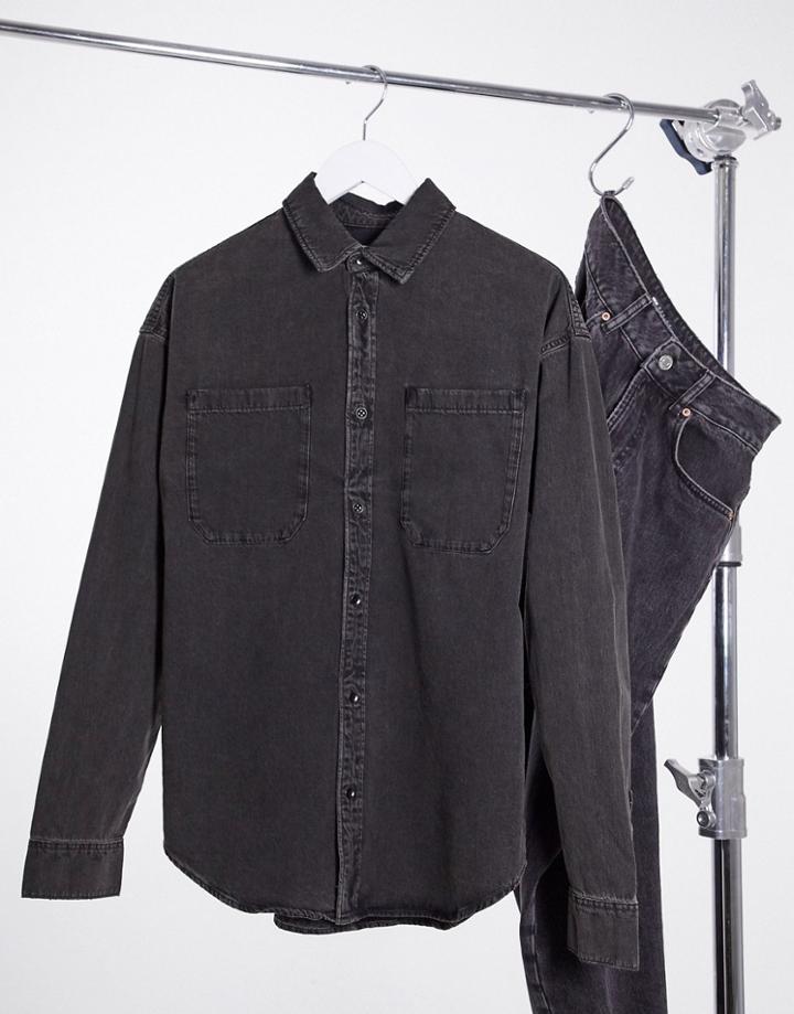 Allsaints Trellick Shirt In Washed Black