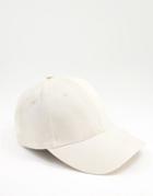 Asos Design Cotton Baseball Cap In Ecru-neutral