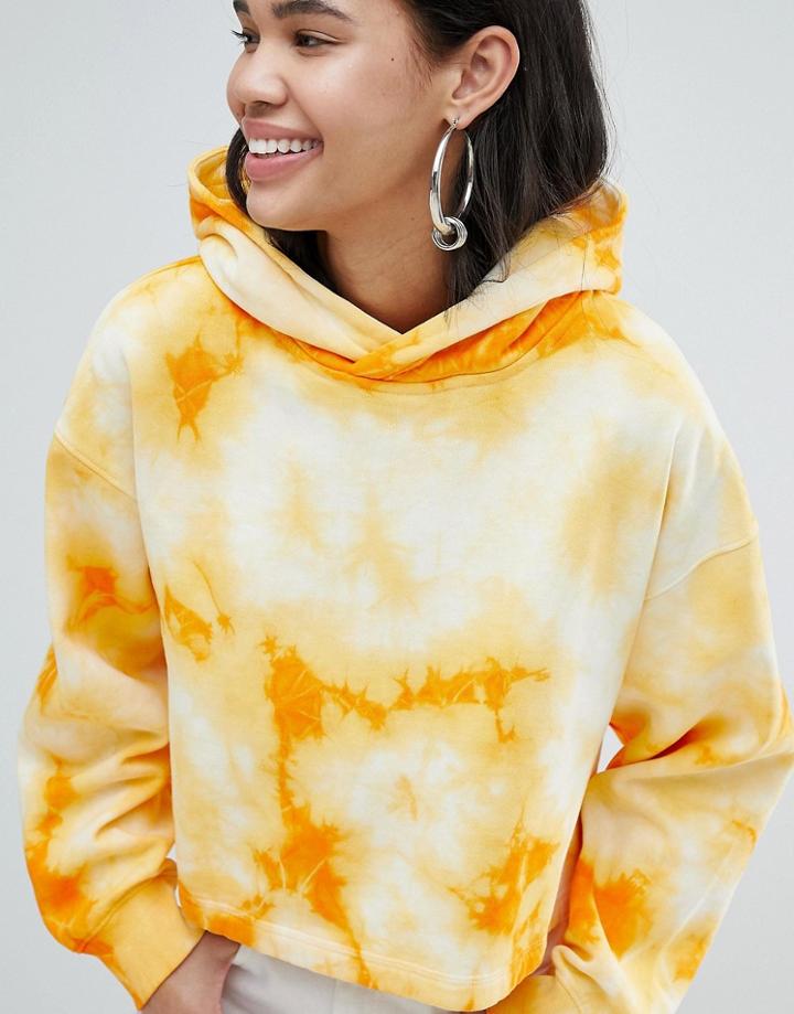 Weekday Crop Tie Dye Hoodie - Yellow