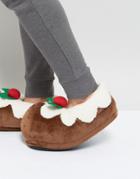 Dunlop Xmas Pudding Slippers - Brown