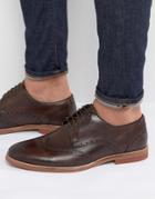 Asos Brogue Shoes In Brown Leather With Contrast Sole - Brown