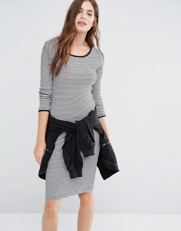 Brave Soul Striped Midi Dress - Black