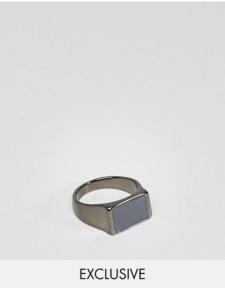 Designb London Black Stone Chunky Ring Exclusive To Asos - Black