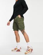 Only & Sons Cargo Shorts In Khaki-green