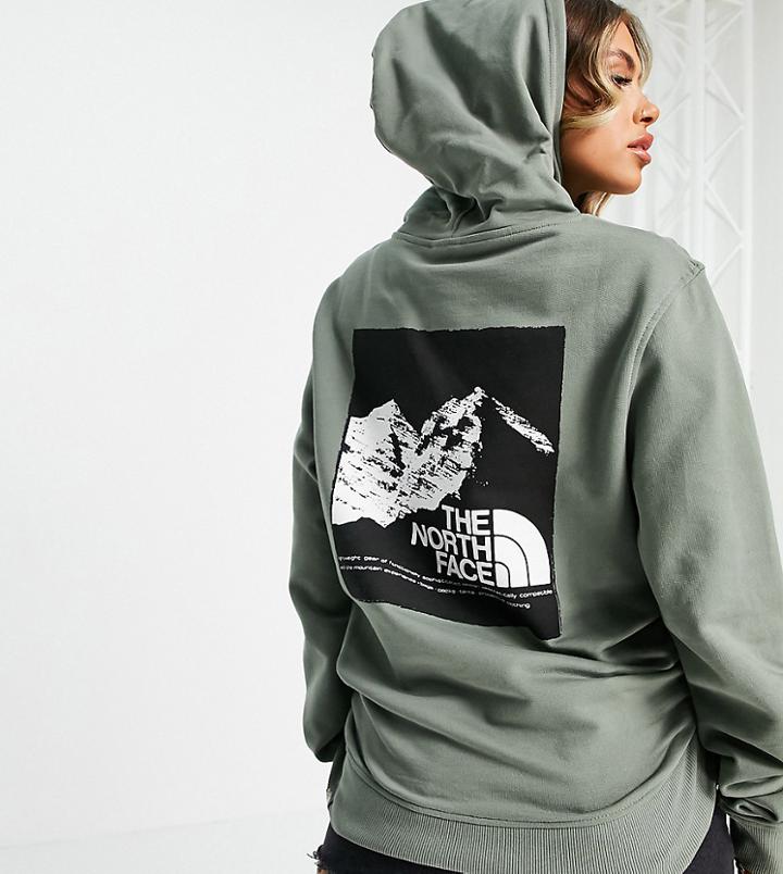 The North Face Graphic Hoodie In Green - Exclusive To Asos-yellow