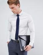 Asos Slim Shirt In Light Gray - Gray