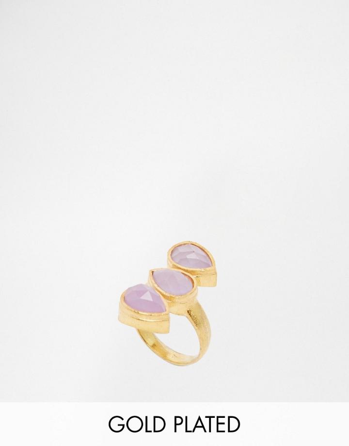 Taara Jewelry 22k Gold Plated Ring With Gem - Lavender