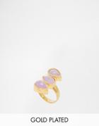 Taara Jewelry 22k Gold Plated Ring With Gem - Lavender