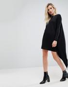 Asos T-shirt Dress With Cape Back - Black