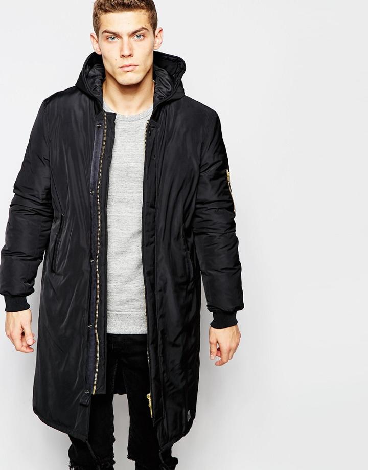 Brixtol Bomber Parka With Hood - Black