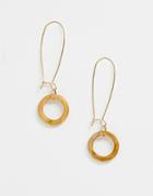 Asos Design Pull Through Earrings With Open Resin Circle In Gold - Gold