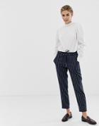 Esprit Twill Sweatpants In Stripe Navy And White - Navy