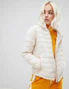 Pull & Bear Basic Padded Jacket In Cream - Cream