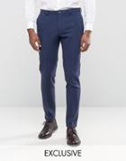 Noak Skinny Suit Pants With Turn Up - Navy