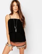 Pull & Bear Strappy Cami Top - Black