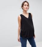 Asos Maternity Nursing Double Layer Tank With Lace Trim - Black