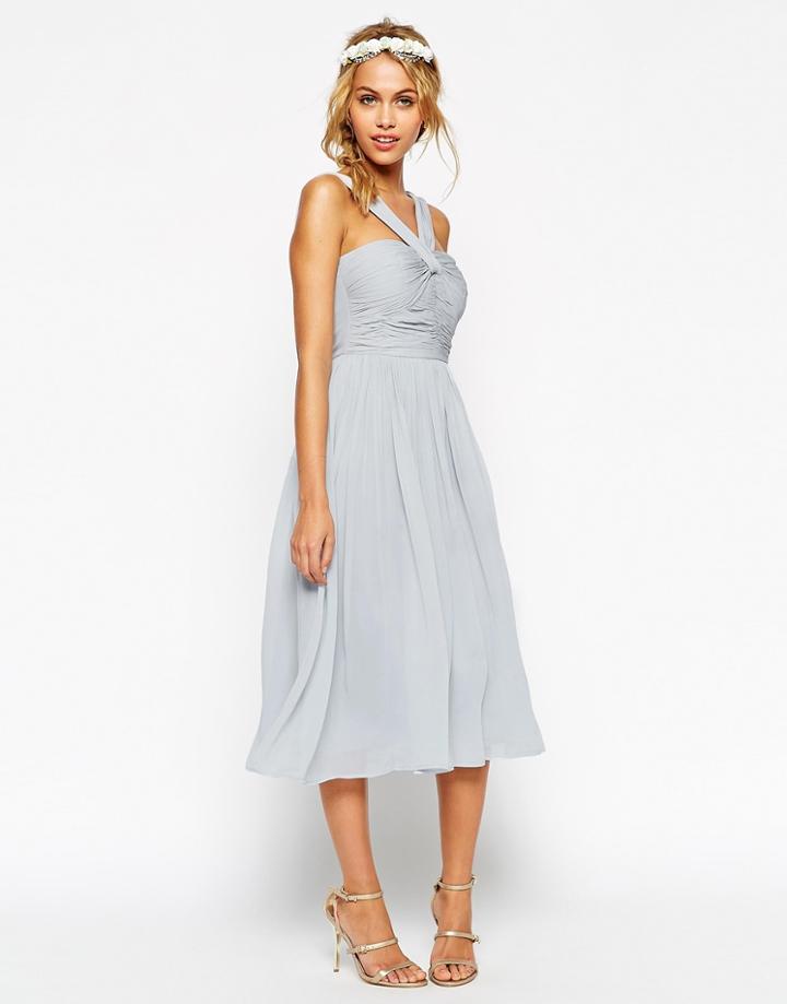 Asos Wedding Midi Dress With Halter Neck Detail - Light Green $42.00