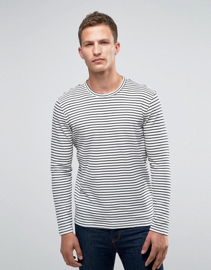 Jack & Jones Premium Long Sleeve Top In Stripe - White