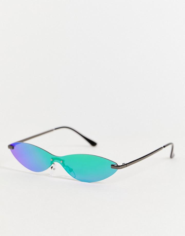 Public Desire Y2k Cat Eye Sunglasses In Neon Yellow