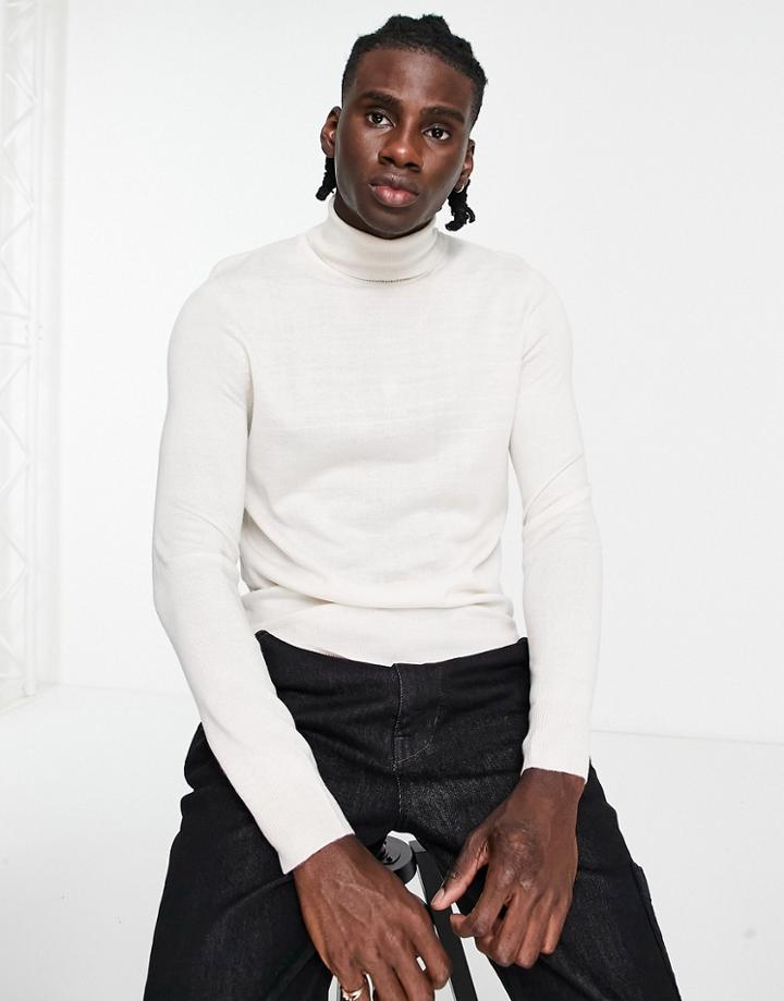 Rudie Fitted Roll Neck Sweater-white