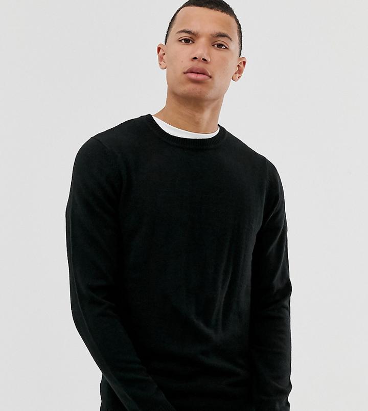 Asos Design Tall Crew Neck Sweater In Black