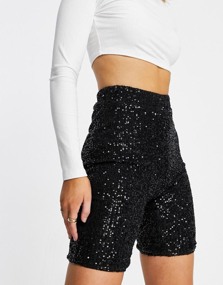 Club L London Sequin Body-conscious Short In Black