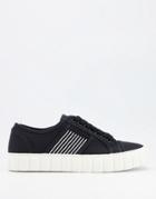 Asos Design Lace Up Canvas Sneakers In Black With Ribbed Sole