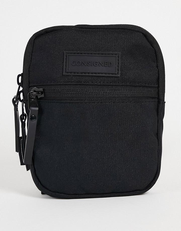 Consigned Taping Crossbody Bag In Black