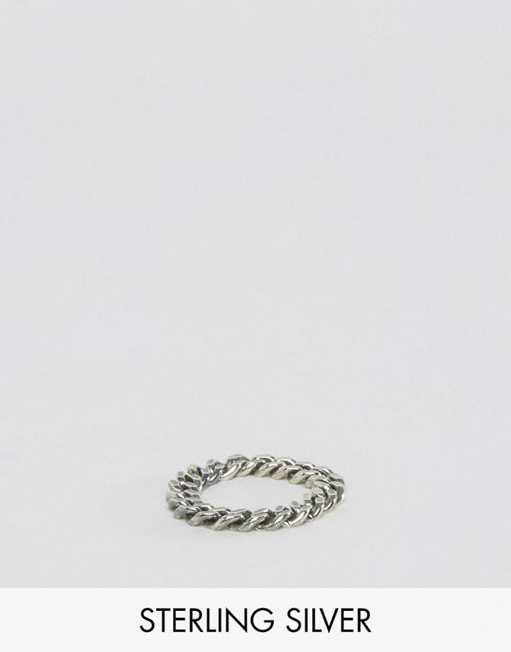 Asos Sterling Silver Slinky Curb Chain Ring - Silver