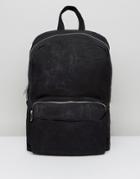 Asos Backpack In Washed Black Canvas - Black